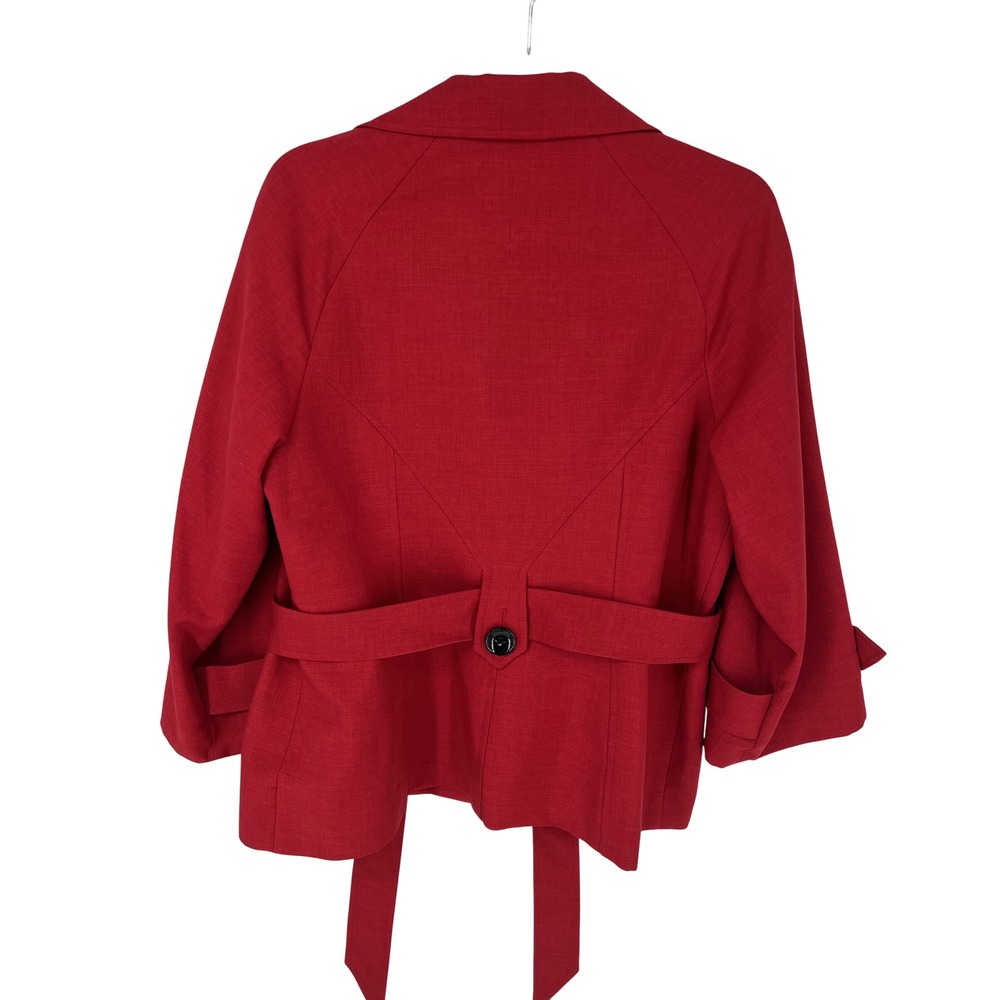 Evan Picone Womens Blazer 12 Red Belted 3/4 Sleeve Office Workwear Teacher - Picture 4 of 7